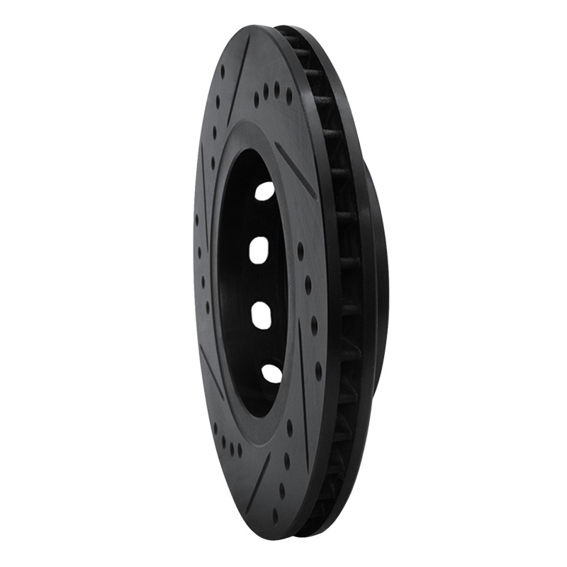 Audi S4 Brake Rotor (1) - Rear Right - R1 Concepts - Drilled & Slotted - Black - `00-`02